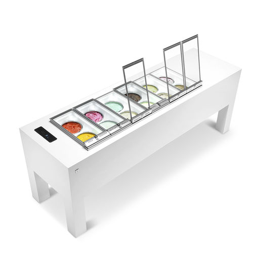 Vitrina refrigerada tipo balcão - BELLEVUE WITH PANORAMA® - IFI - para loja / branca / com porta de abrir