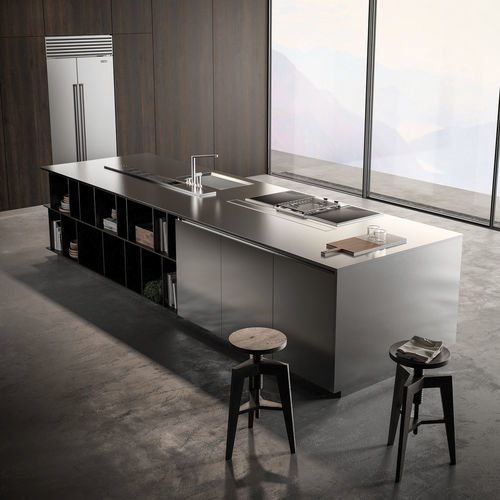 Cozinha contemporânea - L’evoluzione - EFFETI INDUSTRIE - com folheado de madeira / em aço / em alumínio