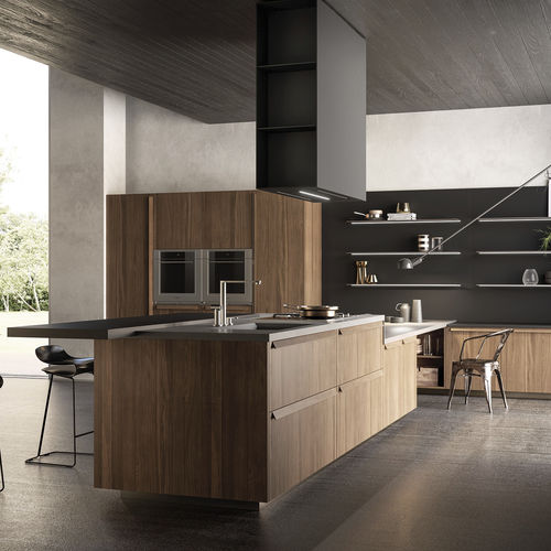 Cozinha contemporânea - BK1 - EFFETI INDUSTRIE - com folheado de madeira / em quartzito / em alumínio