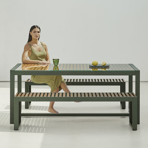 Mesa de jantar contemporânea - DNA - GANDIA BLASCO - em vidro / com base em alumínio / com base em alumínio anodizado