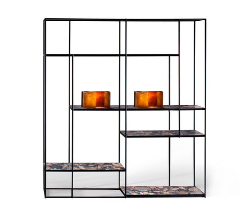 Estante modular - HILL - IVANO REDAELLI - contemporânea / em nogueira / metálica