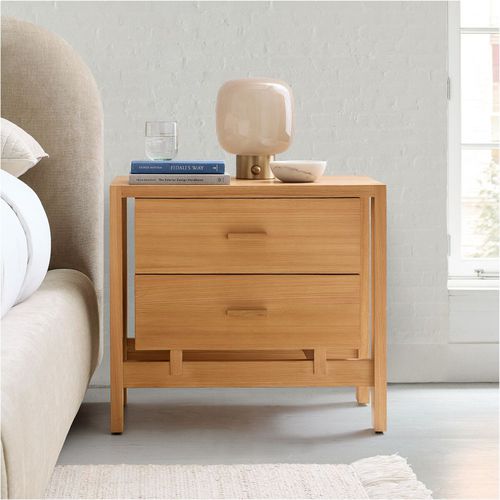 Criado-mudo contemporâneo - Ainsley - West Elm - com folheado de madeira / com base em madeira / retangular