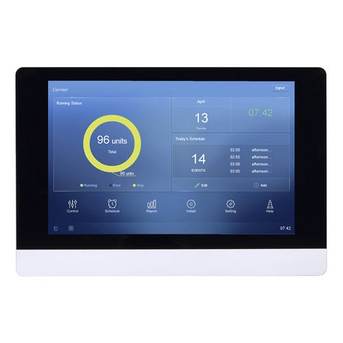 Tela sensível ao toque para sistema de automação residencial - 40VM900006 - CARRIER commercial - para sistema de ventilação / de parede / com display digital