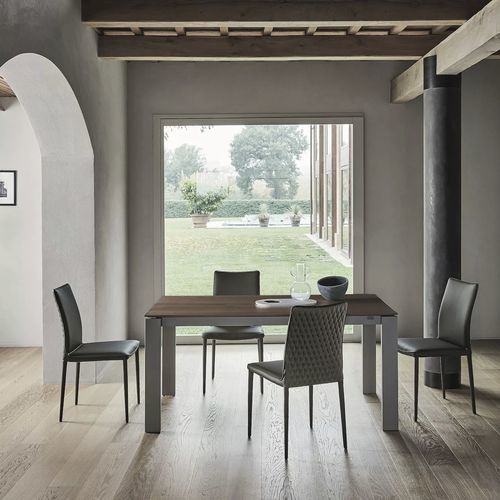 Mesa de jantar contemporânea - TOM - BONTEMPI CASA - metálica / em metal laqueado / com folheado de madeira