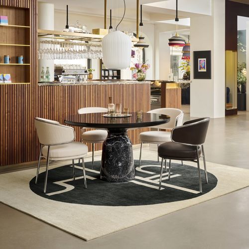 Mesa de jantar contemporânea - BELL - CLASSICON - em latão / em aço / em vidro