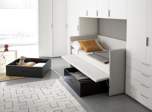 Guarda-roupa contemporâneo - FLOPPY  - VITTORIA - em madeira / com portas de abrir / ponte para cama