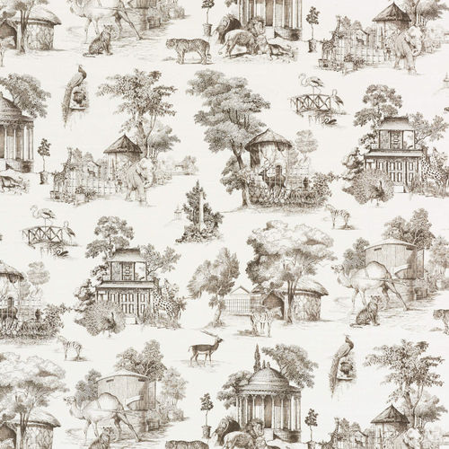 Papel de parede de design original - LA MENAGERIE  - PIERRE FREY tissus - em seda / estampado / cinza