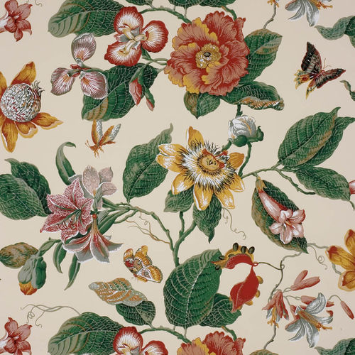 Papel de parede clássico - ODALYS  - PIERRE FREY tissus - floral / verde / vermelho