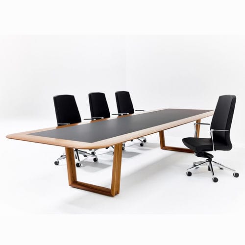 Mesa de reunião contemporânea - PLEXUS - Nienkamper - em madeira / com base em alumínio / retangular