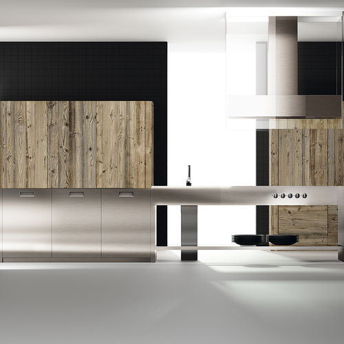 Cozinha contemporânea - GRAIN VIEJO NATURAL / FACTORY 2 - MUEBLES DOCA - em aço / em madeira / com ilha