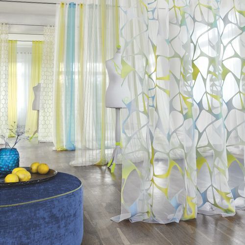 Cortina de voile com padrão geométrico - FANCY - JAB ANSTOETZ FABRICS - em viscose / em poliéster / com motivos impressos