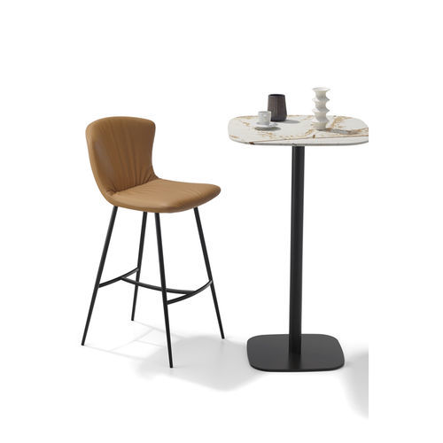 Mesa alta contemporânea - LARGO  - DRAENERT - em madeira / em mármore / com base metálica