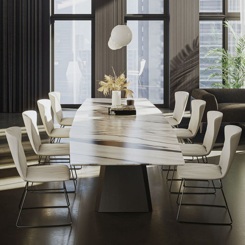 Mesa de jantar contemporânea - FONTANA - DRAENERT - em madeira / em mármore / em pedra natural