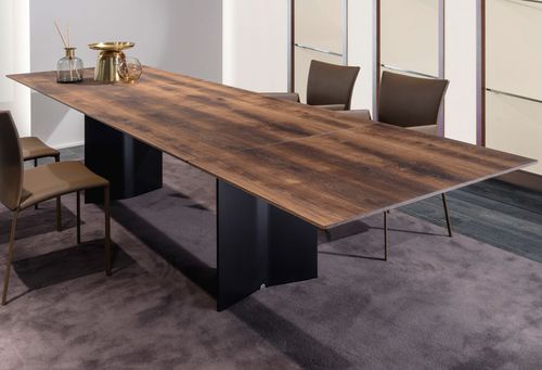 Mesa de jantar contemporânea - ATLAS MAGNUM - DRAENERT - em madeira / em pedra natural / com base metálica