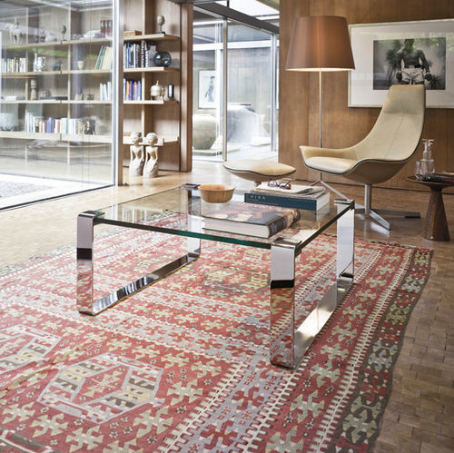 Mesa de centro contemporânea - KLASSIK - DRAENERT - em vidro / com base em aço cromado / retangular