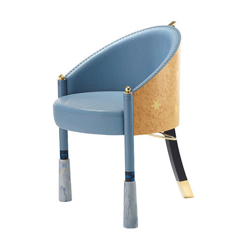 Poltrona de design original - F3 - DRAENERT - em tecido / em madeira / azul