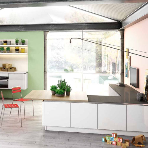 Cozinha contemporânea - B50 - BERLONI - em laminado / em L / sem puxadores