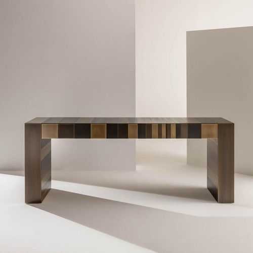Mesa secretária de piso - ST 50 - LAURAMERONI - contemporânea / em madeira / metálica