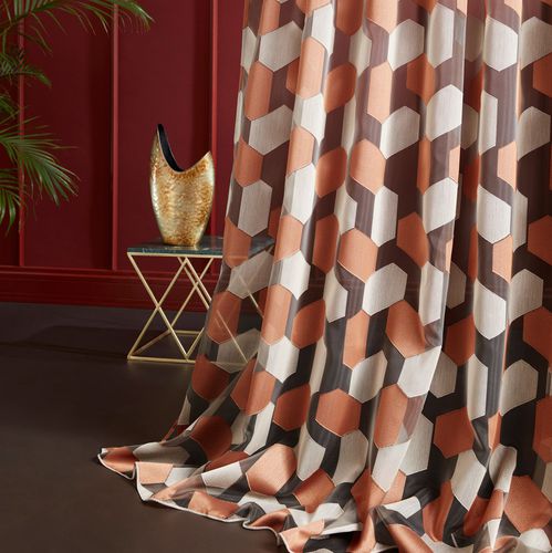 Tecido para cortinas - ANAHI  - Fischbacher 1819 - com padrão geométrico / em poliéster / Trevira CS®