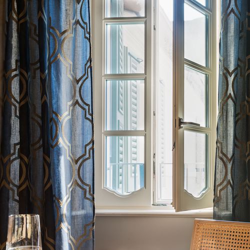 Tecido para cortinas - SPELLO - Fischbacher 1819 - estampado / em poliéster / em linho