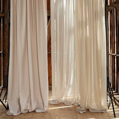 Cortina de voile de cor lisa - AROSA - Fischbacher 1819 - Trevira CS® / lavável / Jacquard