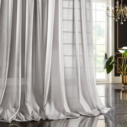 Cortina de voile listrada - SYMPHONY STRIPE - Fischbacher 1819 - em viscose / em seda / em poliéster