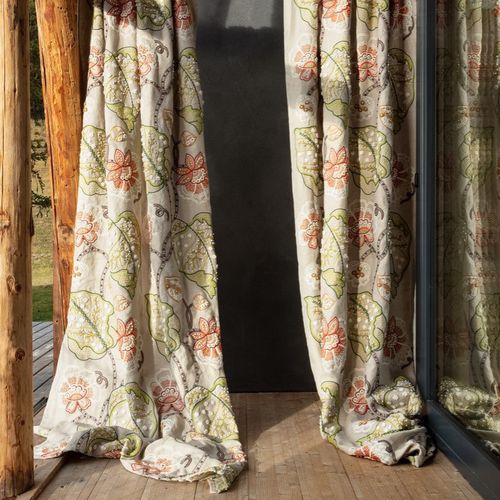 Tecido para cortinas - HANDMADE - Fischbacher 1819 - com padrão floral / em linho / em poliéster