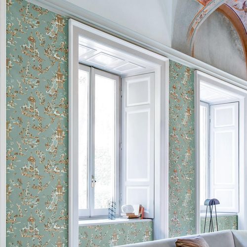 Papel de parede clássico - PRINCIPESSA KOCACIN - Rubelli - em tecido / estampado / com cena
