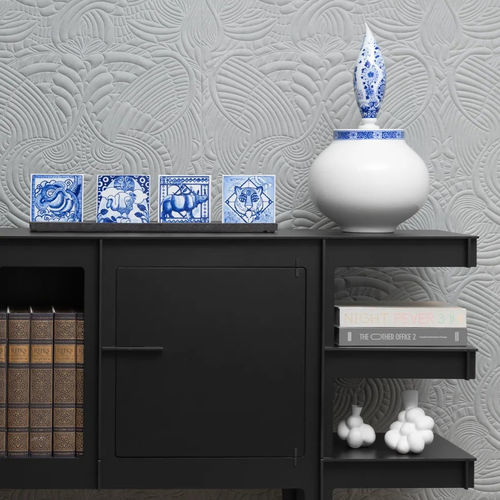 Placas de revestimento em faiança - Extinct Animals Decorative Tile - moooi - pintada à mão / para ambiente interno / de parede