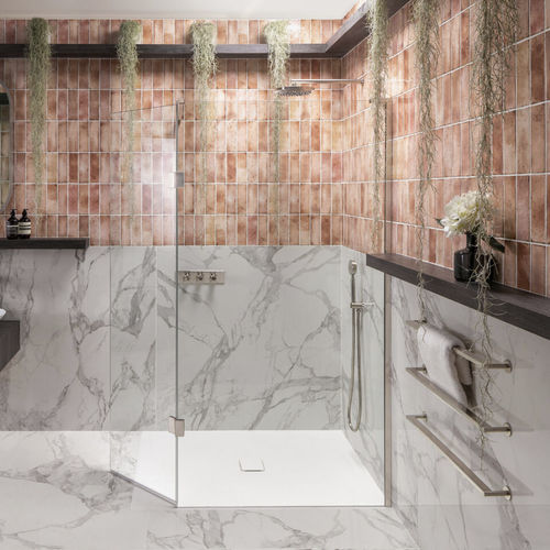 Cabine de banho em vidro - EWPH - matki showering - com porta pivotante / de canto / da linha residencial