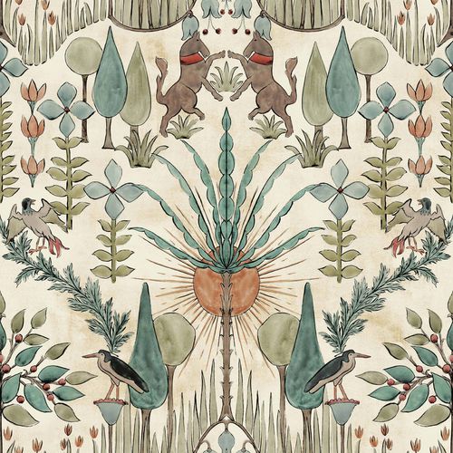 Papel de parede contemporâneo - Oasis Villa Emerald - Coordonné - em tecido / floral / efeito de tecido