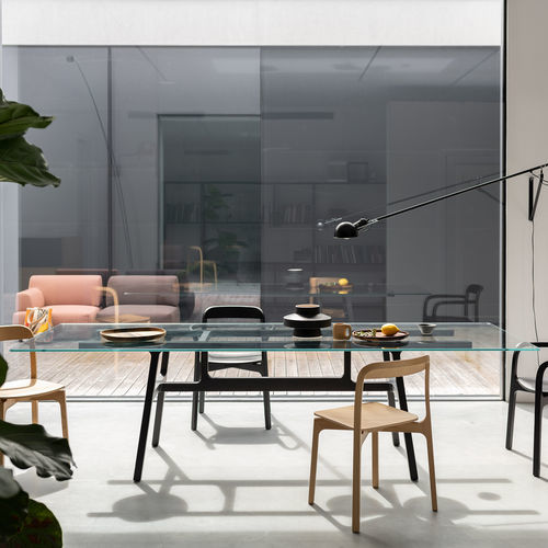 Mesa contemporânea - BOTTEGA - Kristalia - em madeira / em vidro / em Laminam