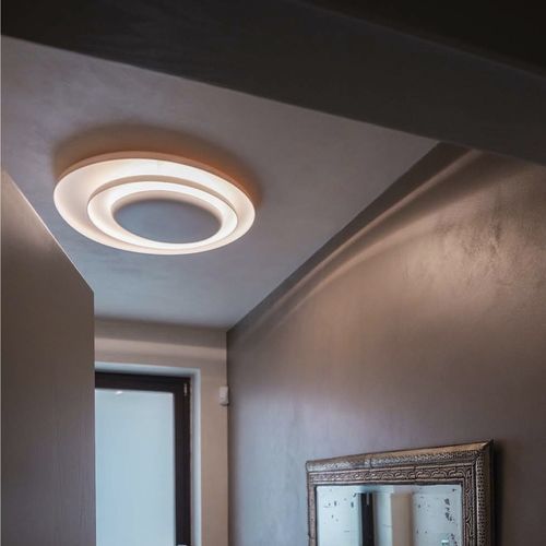 Plafon contemporâneo - BAHIA - FOSCARINI - redondo / em policarbonato / para lâmpada fluorescente