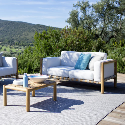 Sofá contemporâneo - PEVERO - Unopiù - para ambiente externo / em tecido acrílico / com capa removível e lavável