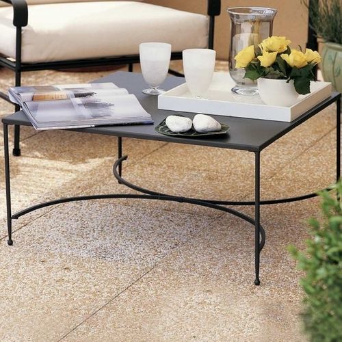 Mesa de centro clássica - Toscana  - Unopiù - em ferro galvanizado / com base em ferro / quadrada