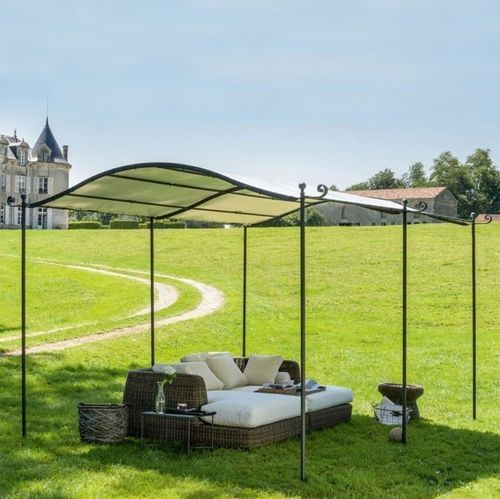 Pérgola em ferro galvanizado - Solaire - Unopiù - com cobertura em tela / com cobertura retrátil / com cobertura de madeira