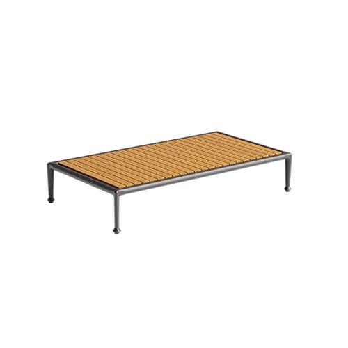 Mesa de centro contemporânea - Treble  - Unopiù - em teca / com base em alumínio / retangular