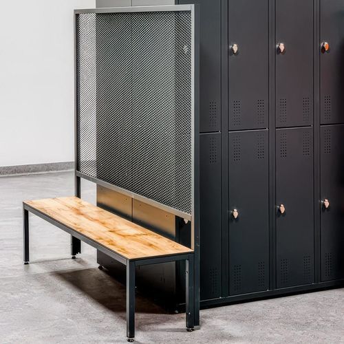 Banco contemporâneo - HI-FI - GEKIPS - metálico / em HPL / com encosto