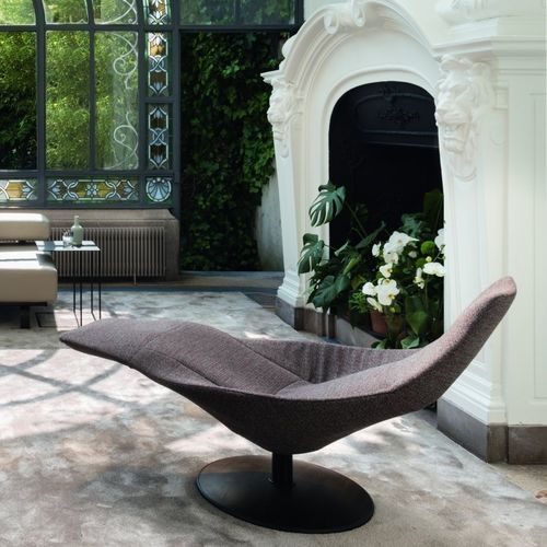 Chaise longue de design minimalista - ICARUS LOUNGE - JORI - em tecido / em couro / em faia