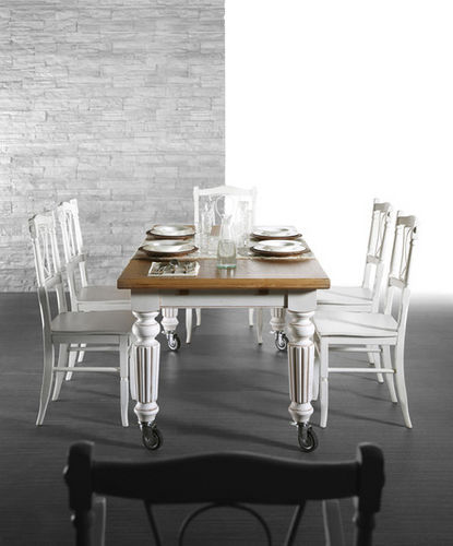 Mesa de jantar clássica - MONTEREY - L'OTTOCENTO - em madeira / retangular / com rodízios