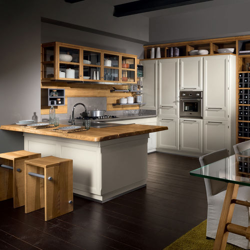 Cozinha contemporânea - LIVING DESIGN - L'OTTOCENTO - com folheado de madeira / em madeira laqueada / em L