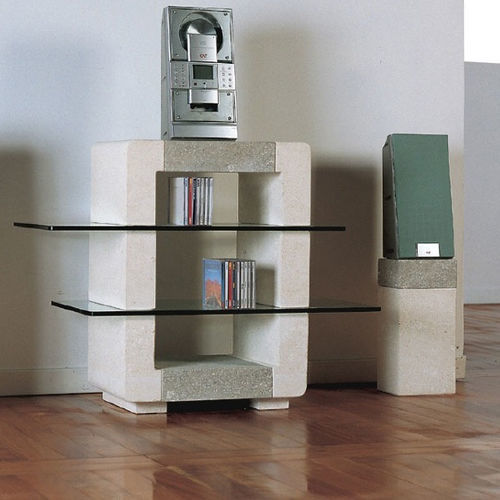 Rack para aparelho de som contemporâneo - Phono  - stonebreakers - em vidro / em pedra natural / feito à mão