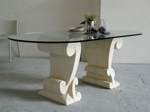 Mesa contemporânea - ELISEO  - stonebreakers - em cristal / com base em pedra / oval