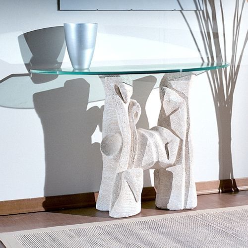 Aparador contemporâneo - Magellano  - stonebreakers - em vidro / com base em pedra / oval