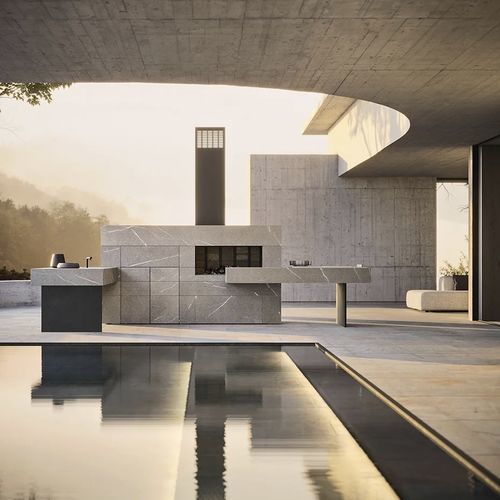 Cozinha para ambiente externo - PROJECT 06 - MODULNOVA - contemporânea / em pedra / em L