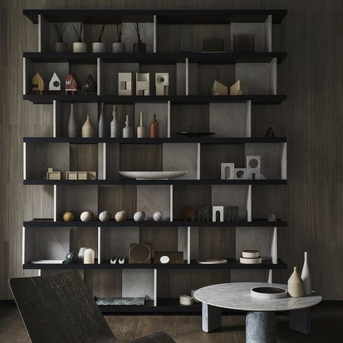 Livreiro contemporâneo - COLONNATA - Salvatori - da linha comercial / em carvalho / em mármore