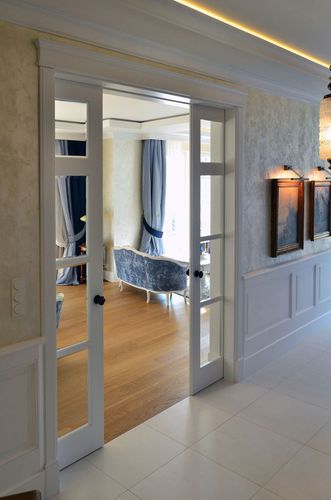 Porta interna - AKAN-handmade furniture - em madeira / de correr / com vidro