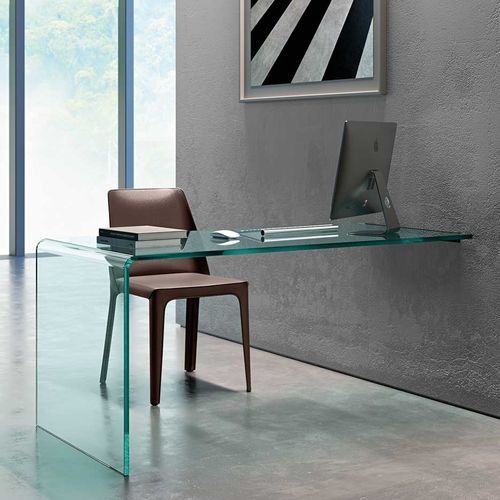 Mesa secretária de parede - RIALTO L  - FIAM ITALIA - contemporânea / em vidro / sob medida