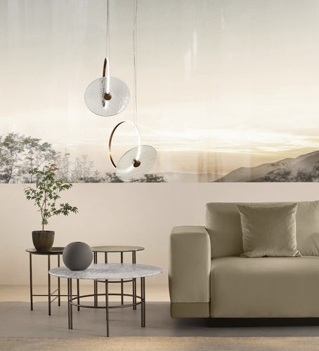 Mesa lateral contemporânea - CRISTALINE - FIAM ITALIA - em vidro temperado / em mármore / com base metálica