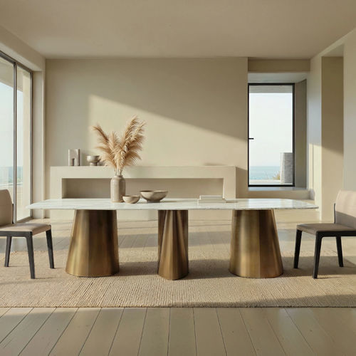 Mesa de jantar moderna - OGIVA - FIAM ITALIA - em vidro / com base metálica / da linha residencial